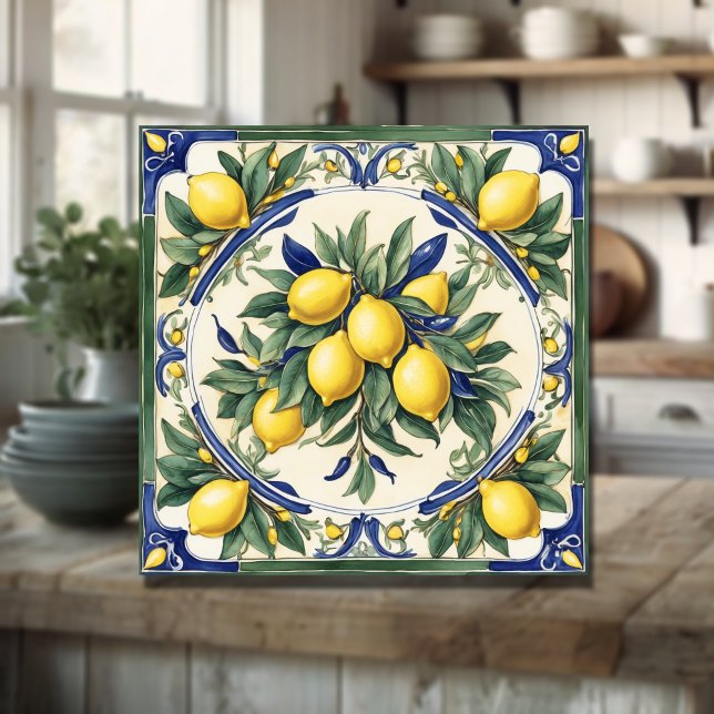 Carreau Carrelage citron italien bleu Majolica (Créateur téléchargé)