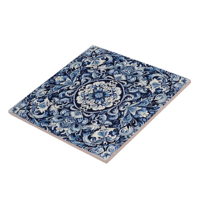 Carreau Carrelage complexe Indigo Blue Azulejo (Côté)