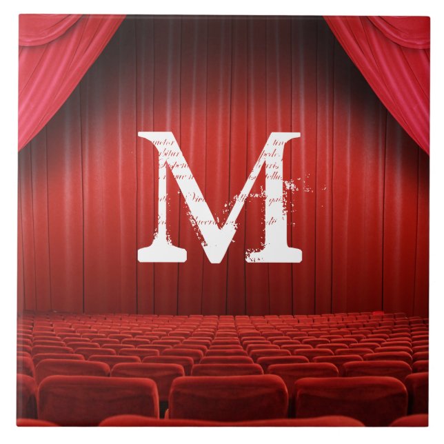 Carreau Carrelage d'affichage du Monogramme du Rideau roug (Devant)
