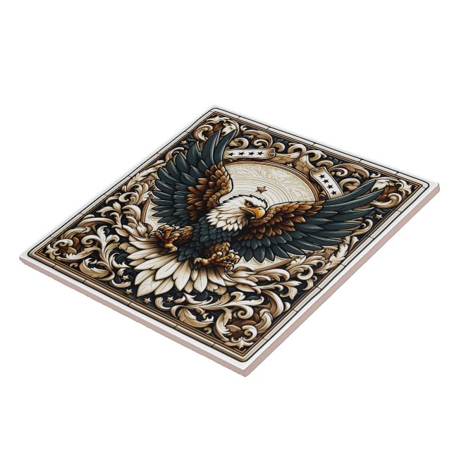 Carreau Carrelage d'aigle à motifs floraux (Côté)