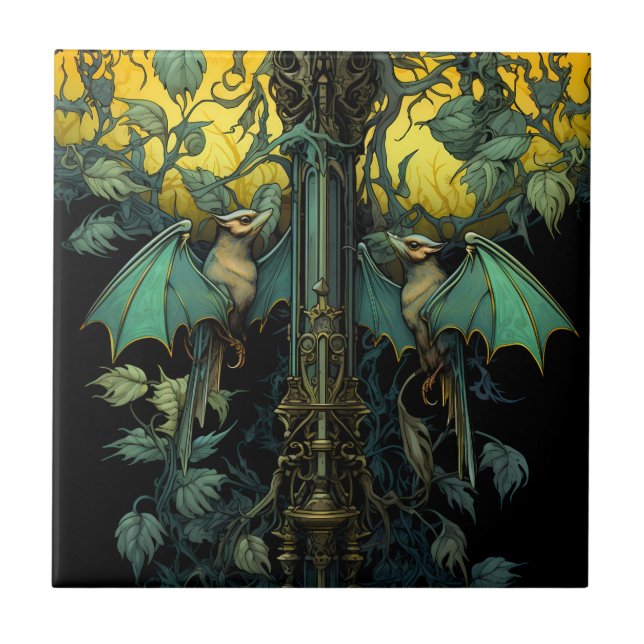 Carreau Carrelage de chauves-souris Art Nouveau (Collectio (Devant)