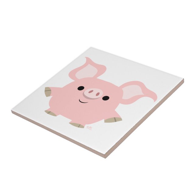 Carreau Carrelage de cochon en caricature court mignon (Côté)