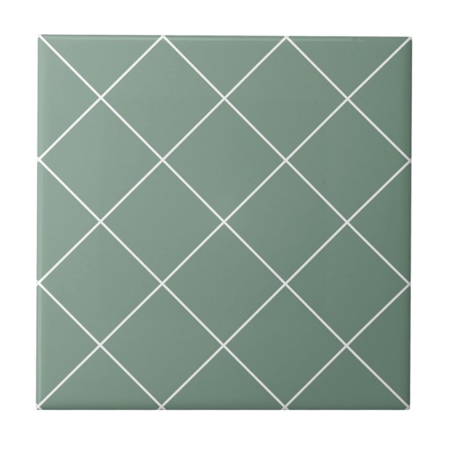 Carreau Carrelage de grille mince en diamant vert Sage (Devant)