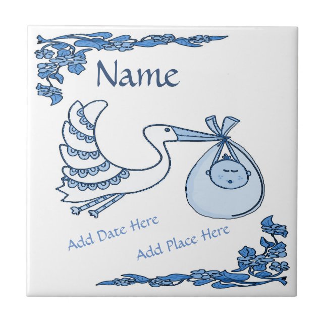 Carreau Carrelage de naissance, Bleu Néerlandais look, Per (Devant)