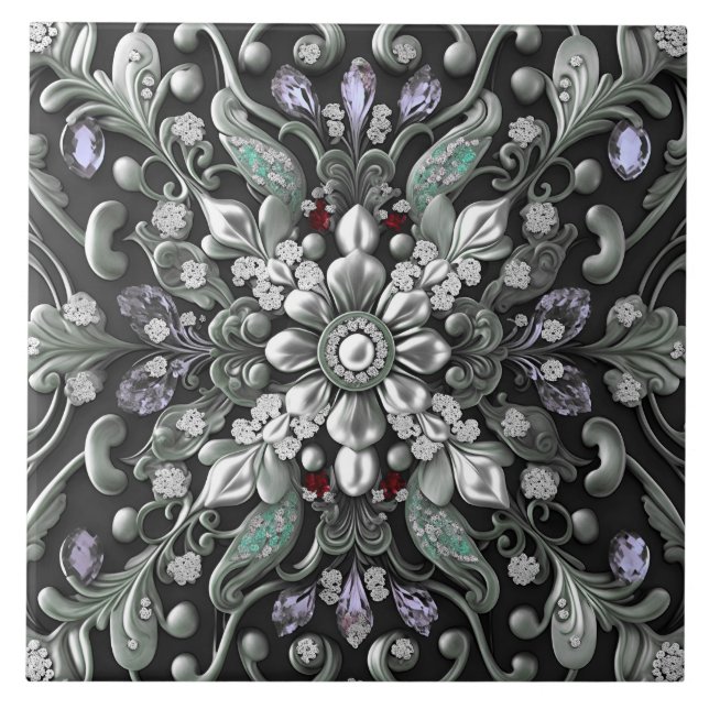 Carreau Carrelage décoratif en céramique violet argenté (Devant)