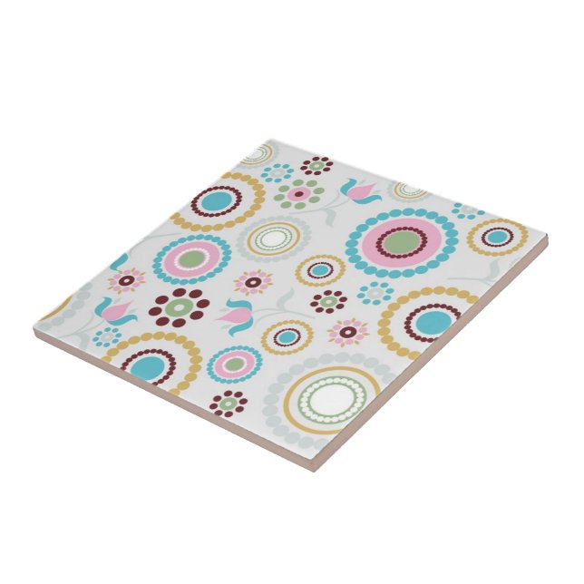 Carreau Carrelage d'impression florale rétro (Côté)