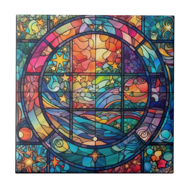 Carreau Carrelage d'oeuvres en verre peint paradisiaque (Devant)