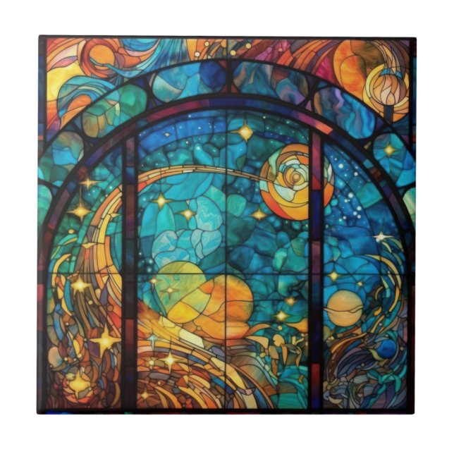 Carreau Carrelage d'oeuvres en verre peint paradisiaque (Devant)