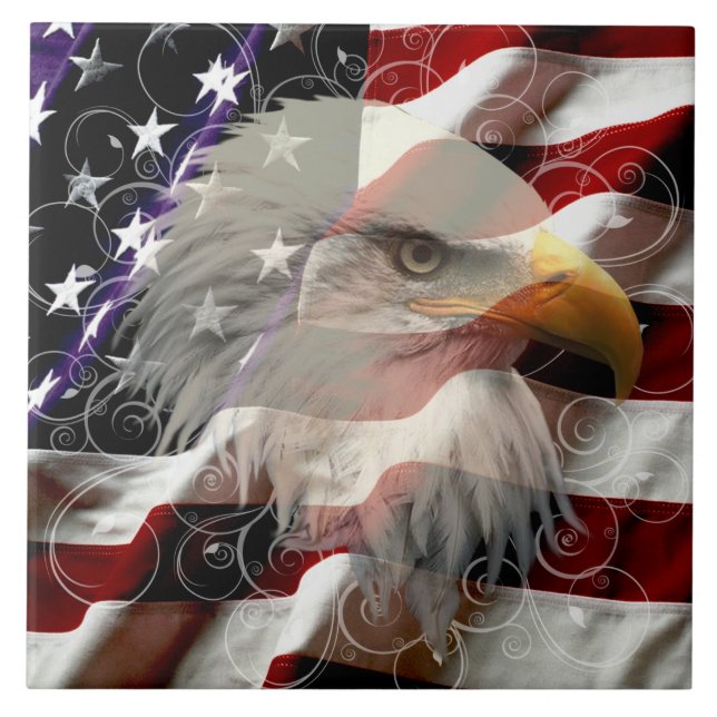 Carreau Carrelage drapeau de l'aigle américain (Devant)