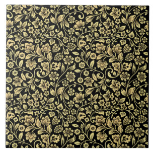Carreau Carrelage en céramique à motifs floraux dorés