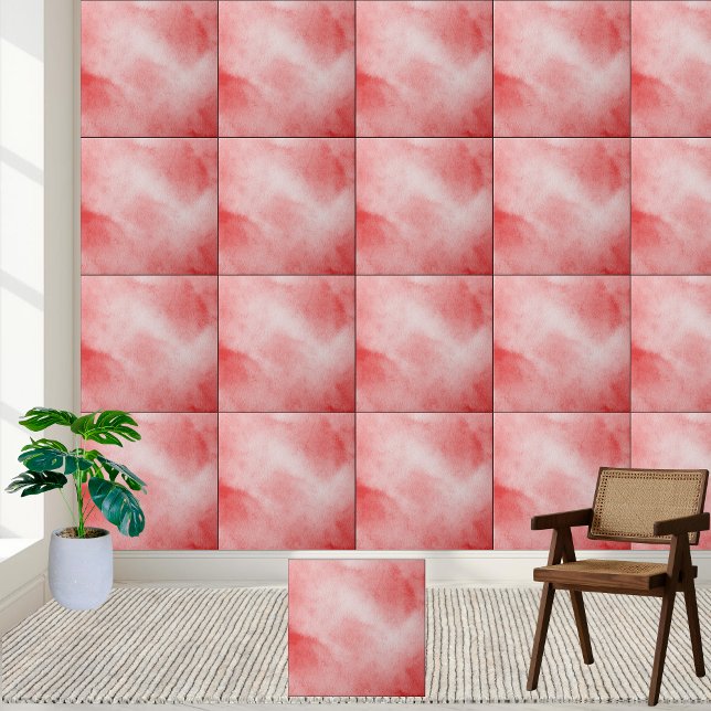 Carreau Carrelage en céramique Abstrait (Modern Abstract Red Watercolor Ceramic Tile)