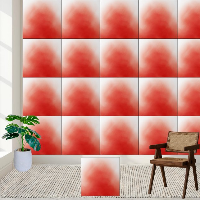 Carreau Carrelage en céramique Abstrait rouge Aquarelle (Abstract Red Watercolor Wash Ceramic Tile)