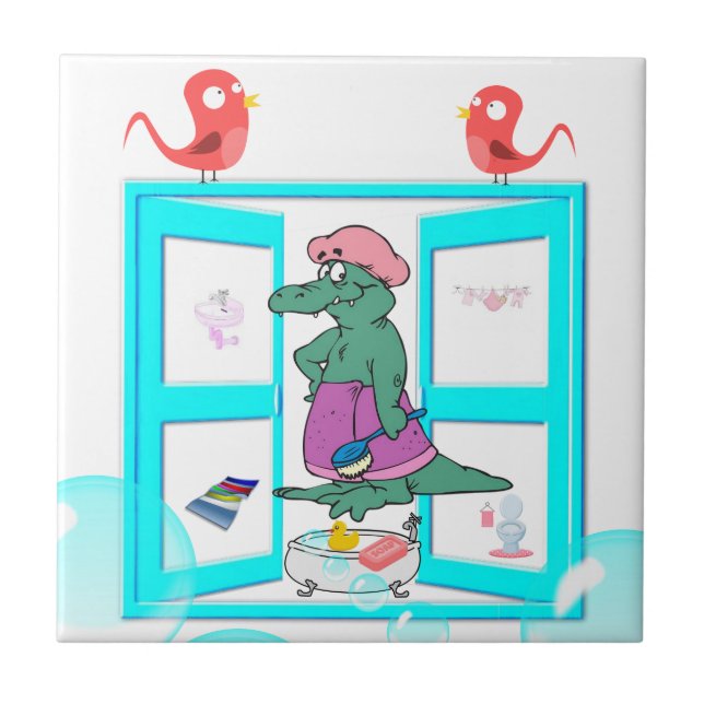 Carreau Carrelage en céramique Alligator blanc Bulle Bain  (Devant)