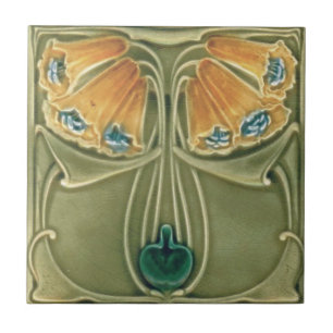 Carreau Carrelage en céramique - Antique Jaune Floral Art 