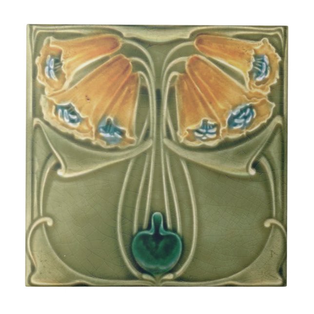 Carreau Carrelage en céramique - Antique Jaune Floral Art  (Devant)