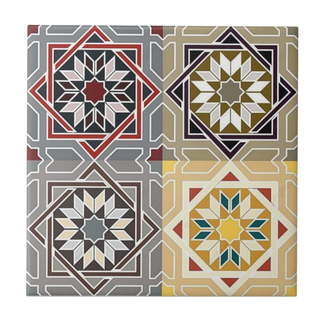 Carreau Carrelage en céramique - Arabesque Quatre Motifs e (Devant)