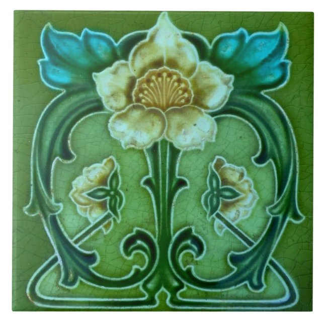 Carreau Carrelage en céramique - Art Nouveau Floral Design (Devant)