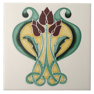 Carreau Carrelage en céramique Art Nouveau - Tulipes viole