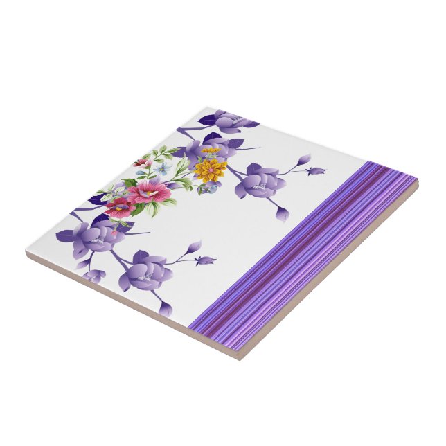 Carreau Carrelage en céramique, bande de fleurs (Côté)