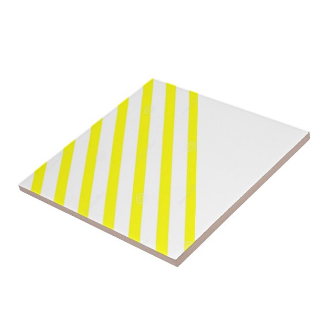 Carreau Carrelage en céramique Bande jaune et blanche (Côté)