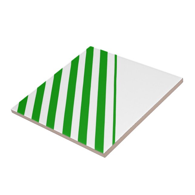 Carreau Carrelage en céramique Bande verte et blanche (Côté)