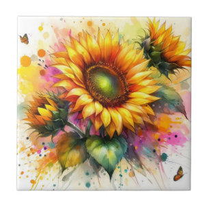 Carreau Carrelage en céramique - Beaux tournesols, Art