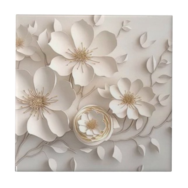 Carreau Carrelage en céramique blanc Dogwood Flower (Devant)
