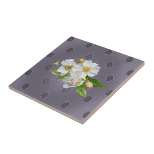 Carreau Carrelage en céramique Blanc Floral Gris