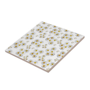 Carreau Carrelage en céramique blanc marguerite florale