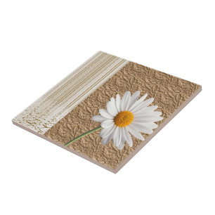 Carreau Carrelage en céramique blanc marguerite florale