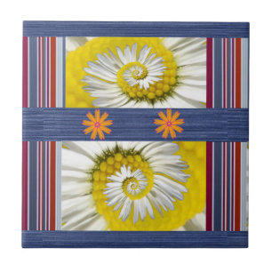 Carreau Carrelage en céramique blanc marguerite florale