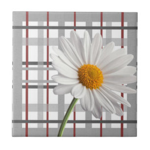 Carreau Carrelage en céramique blanc marguerite florale