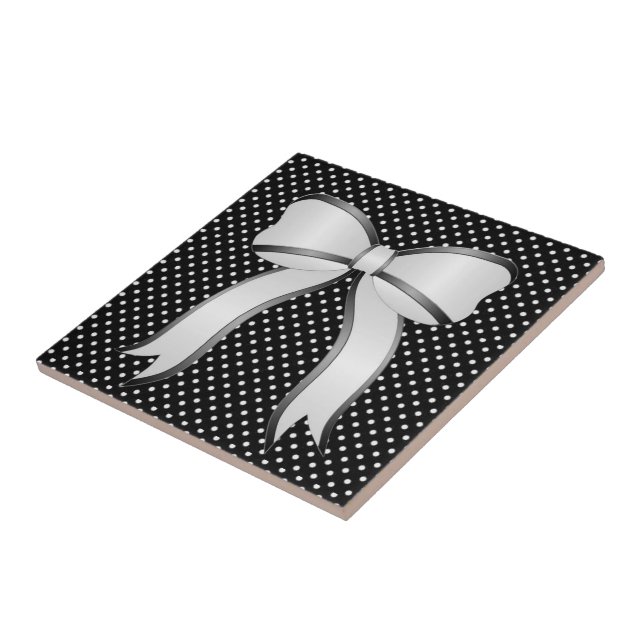 Carreau Carrelage en céramique Blanc Polkadot Blanc Bow (Côté)
