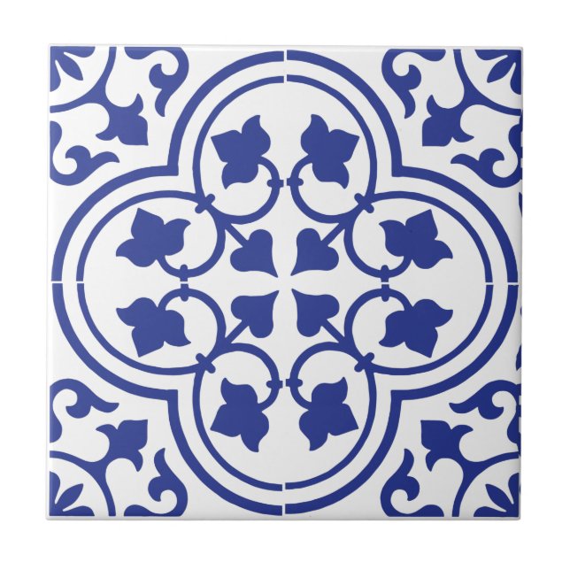 Carreau Carrelage en céramique bleu et blanc Motif (Devant)