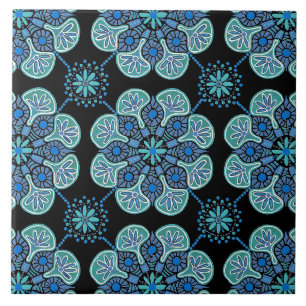 Carreau Carrelage en céramique bleu et vert motif extensib
