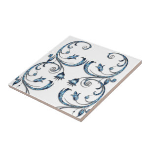 Carreau Carrelage en céramique Bleu Floral