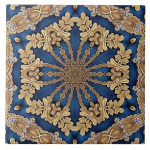 Carreau Carrelage en céramique bleu or