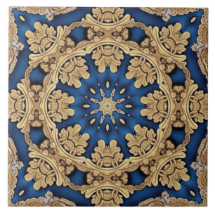Carreau Carrelage en céramique bleu or