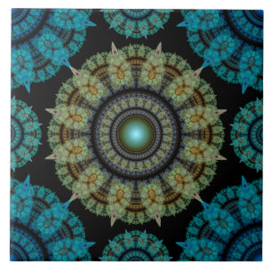 Carreau Carrelage en céramique bleu vert fractal