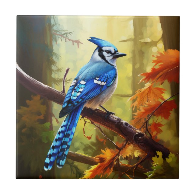 Carreau Carrelage en céramique Blue Jay Bird (Devant)