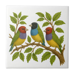 Carreau Carrelage en céramique broderie d'oiseaux tropicau