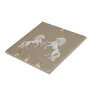 Carreau Carrelage en céramique Chevaux blancs Beige