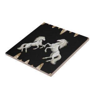 Carreau Carrelage en céramique Chevaux blancs Black Gold