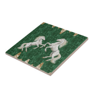 Carreau Carrelage en céramique Chevaux blancs Or vert
