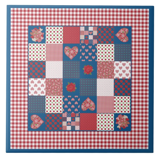 Carreau Carrelage en céramique chic : Faux patchwork et Gi (Devant)