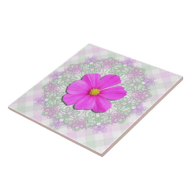 Carreau Carrelage en céramique - Cosmos rose foncé sur den (Côté)