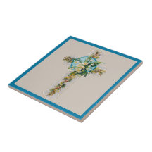 Carrelage en céramique croix et fleurs