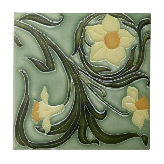 Carreau Carrelage en céramique - Daffodiques Art Nouveau 4 (Devant)