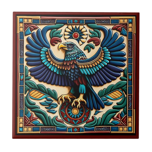 Carreau carrelage en céramique d'aigle de style art huicho (Devant)