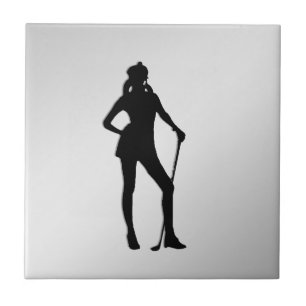 Carreau Carrelage en céramique d'argent de Golfeur féminin